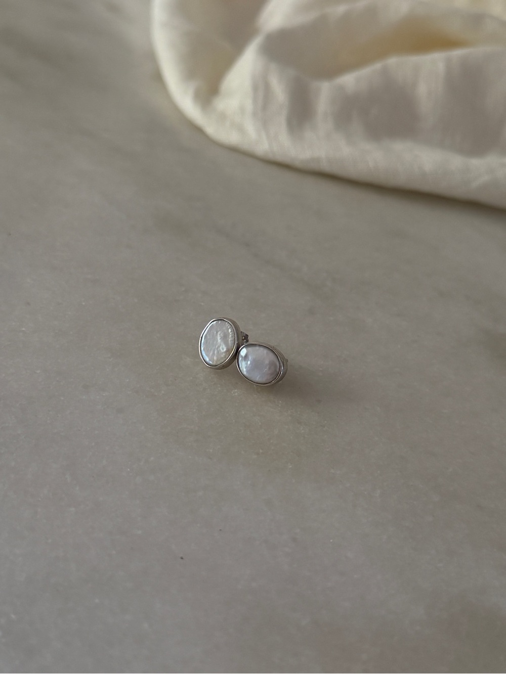 Sterling Silver Freshwater Pearl Stud Earrings - White